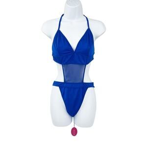 NWT‎ Avidlove Womens Sexy Club Rave One Piece Cutout Bodysuit Size L Blue
